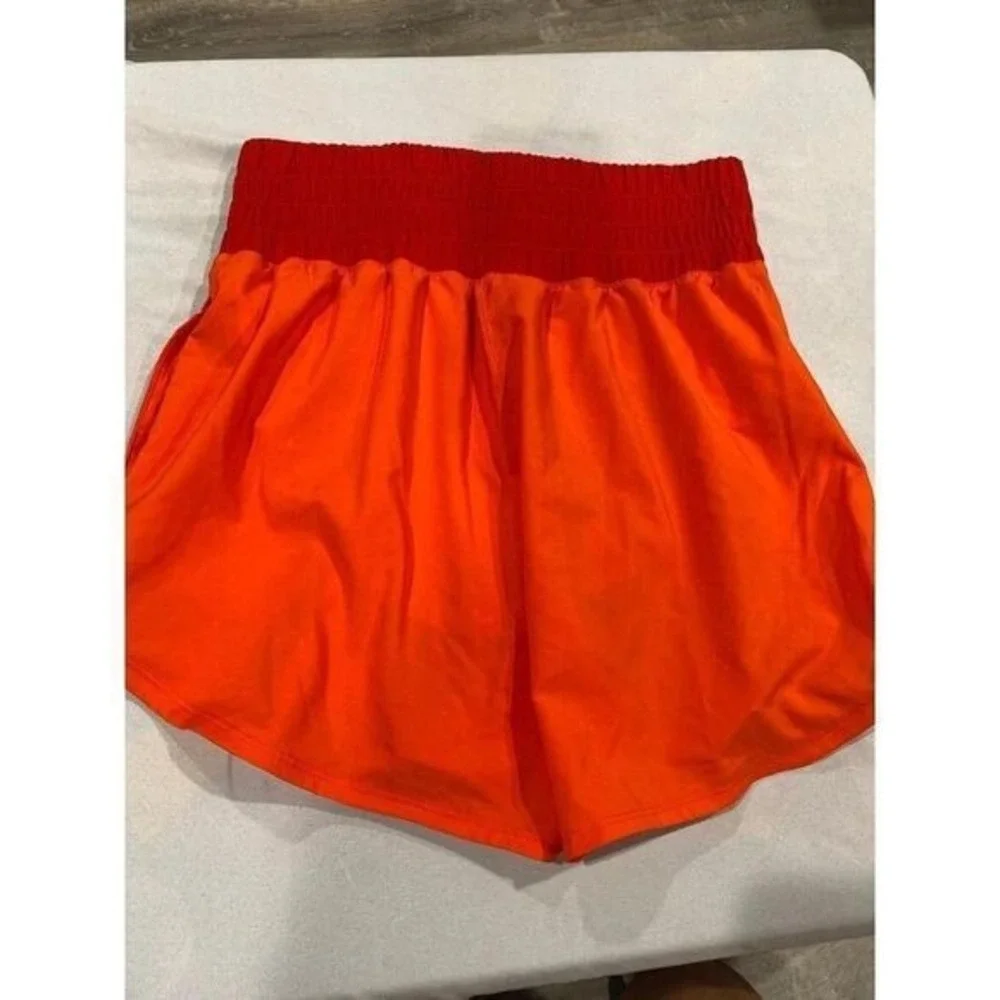 Nike Dri-FIT Women's Orange Red Smocked Waist‎ Running Shorts Size  LG NWOT